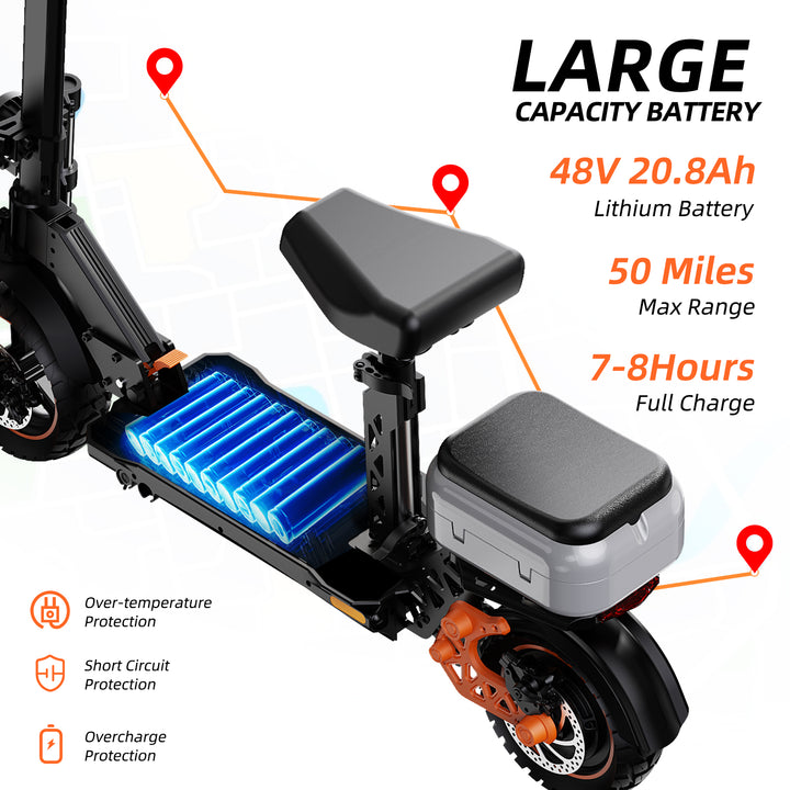Glidezone M5 Pro Foldable All-Terrain Electric Scooter for Adults, 1600W Rear Motor, 998Wh Lithium Battery