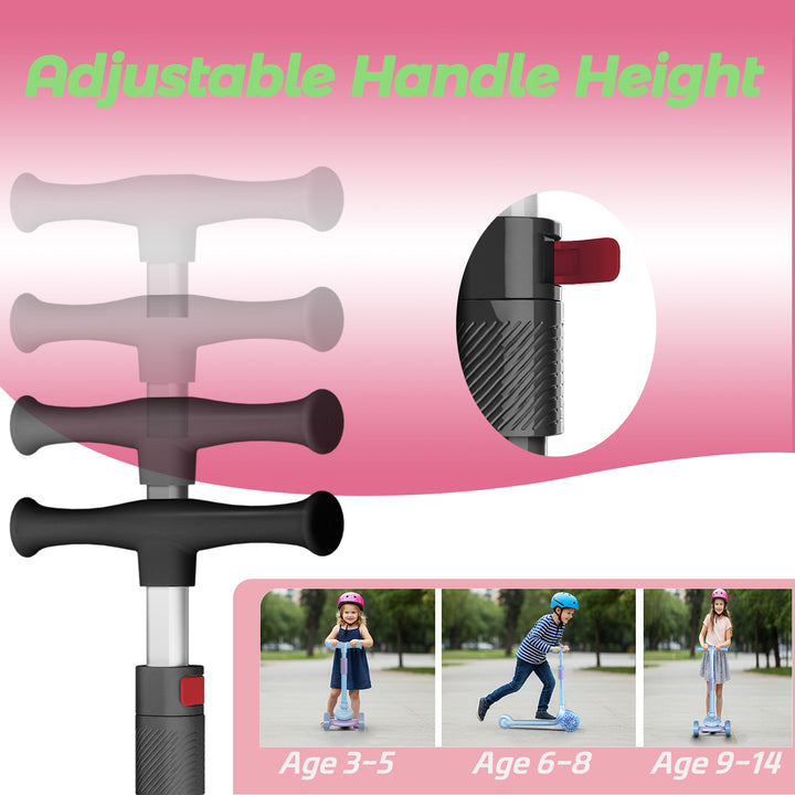 Glidezone Kids 3-in-1 Foldable Scooter with Seat, Black, Adjustable Handlebar, Light-Up Wheels, Sit-or-Stand Design, Rear Foot Brake, for Toddlers & Kids Ages 2–10