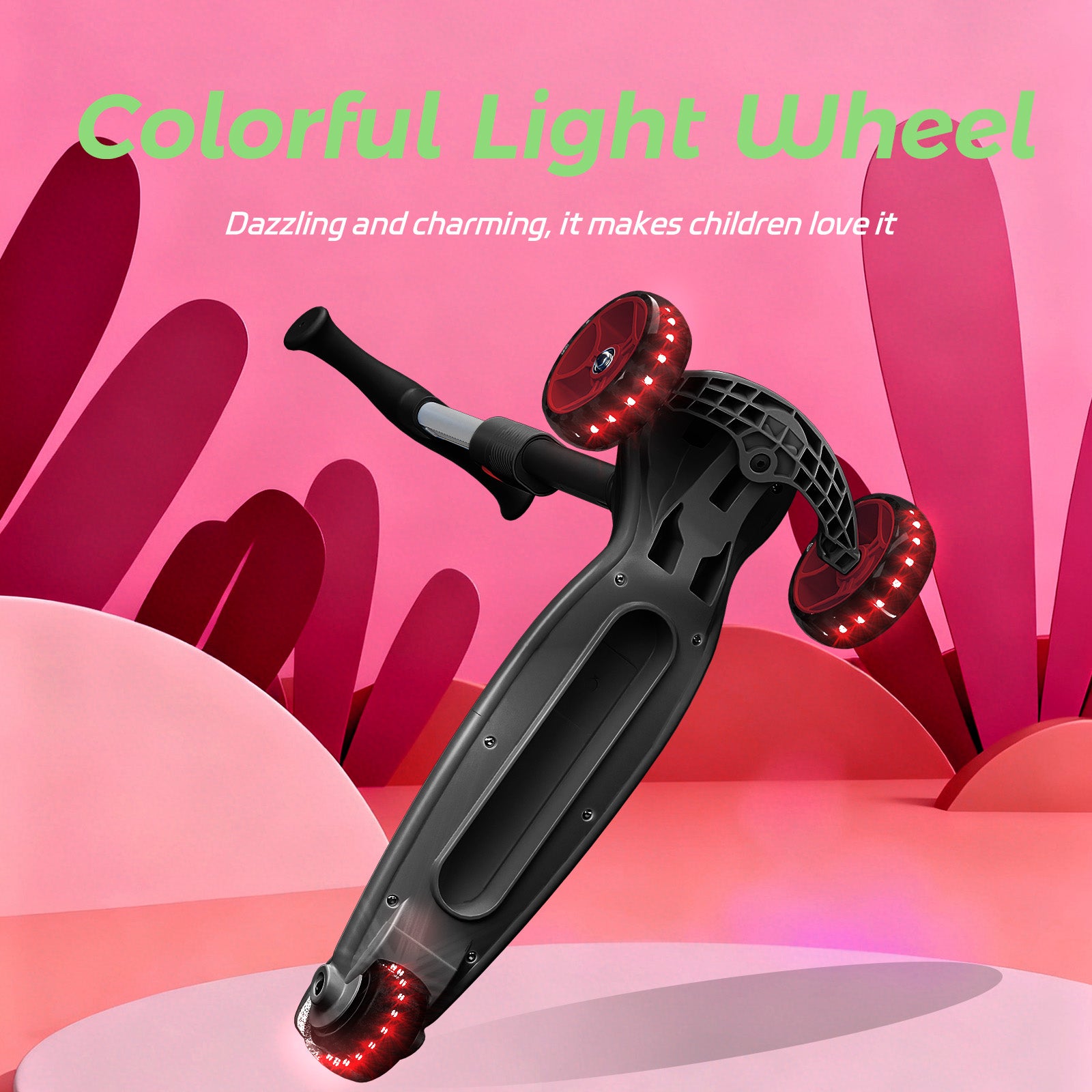 Glidezone Kids 3-in-1 Foldable Scooter with Seat, Black, Adjustable Handlebar, Light-Up Wheels, Sit-or-Stand Design, Rear Foot Brake, for Toddlers & Kids Ages 2–10