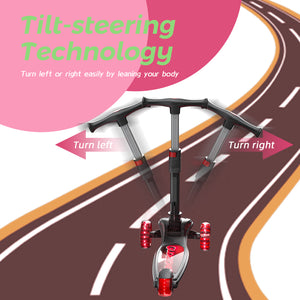 Glidezone Kids 3-in-1 Foldable Scooter with Seat, Black, Adjustable Handlebar, Light-Up Wheels, Sit-or-Stand Design, Rear Foot Brake, for Toddlers & Kids Ages 2–10