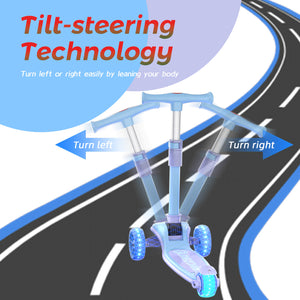 Glidezone Kids 3-in-1 Foldable Scooter with Seat, Blue & Purple, Adjustable Handlebar, Light-Up Wheels, Sit-or-Stand Design, Rear Foot Brake, for Toddlers & Kids Ages 2–10