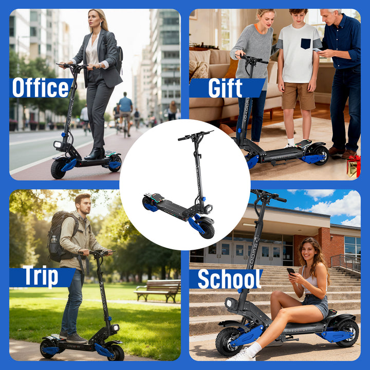 RD2 Off-Road Adult Electric Scooter, 5000W Dual Hub Motor, 55-Mile Range, 25 MPH Safe Speed, 1500Wh Long-Range Lithium Battery