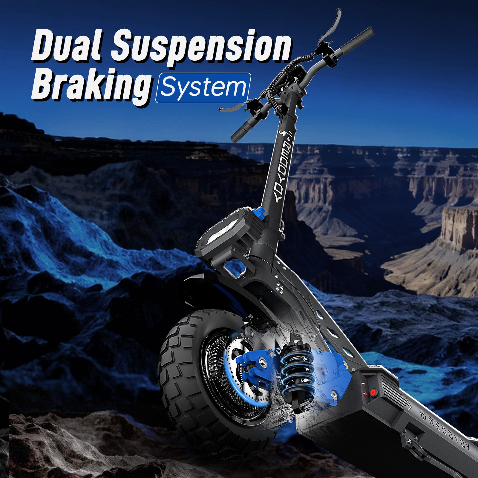 RD2 Off-Road Adult Electric Scooter, 5000W Dual Hub Motor, 55-Mile Range, 25 MPH Safe Speed, 1500Wh Long-Range Lithium Battery