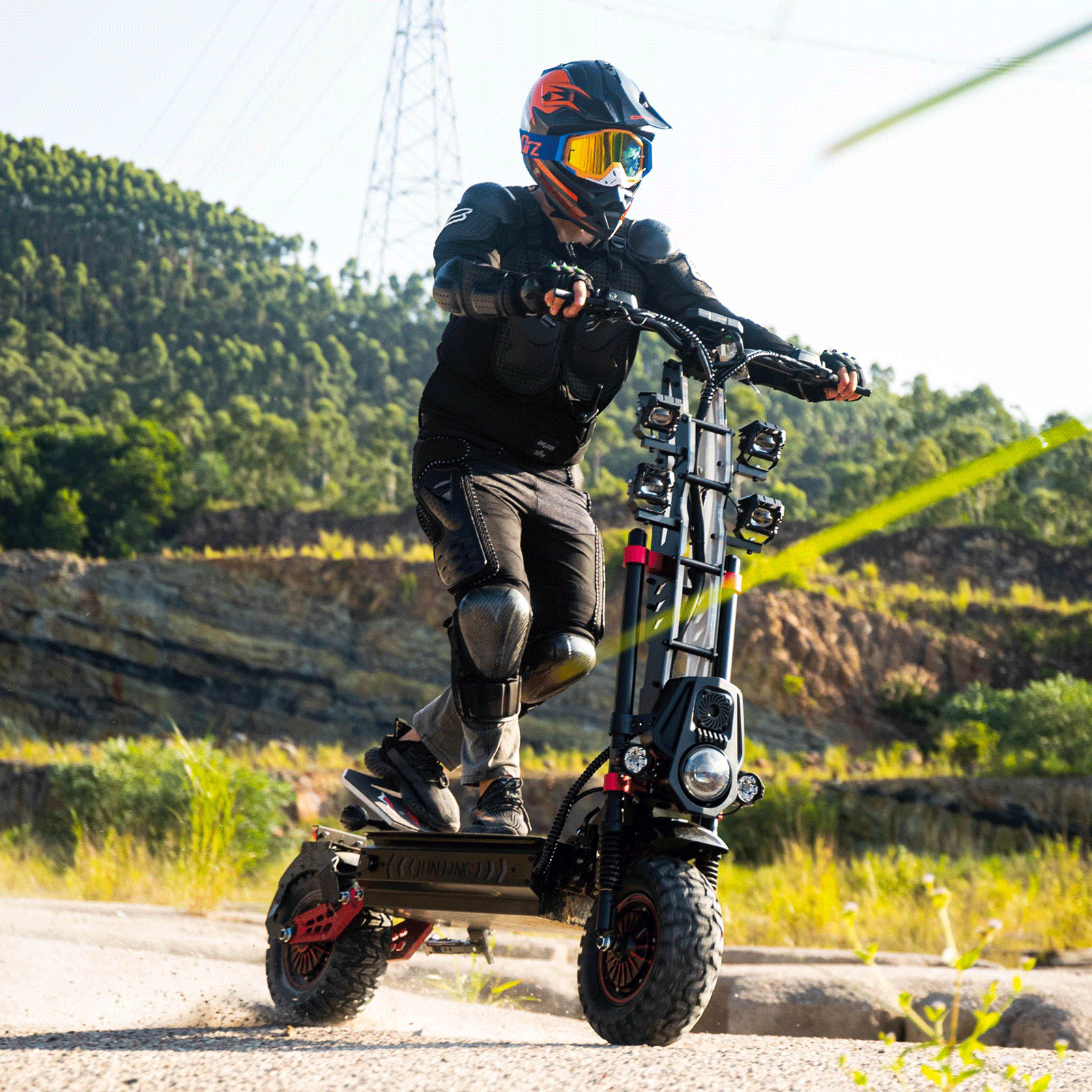 JunLing JL86 Pro All-Terrain Electric Scooter, Dual 5000W Hub Drives, 75 Miles Range, 2400Wh Lithium Battery