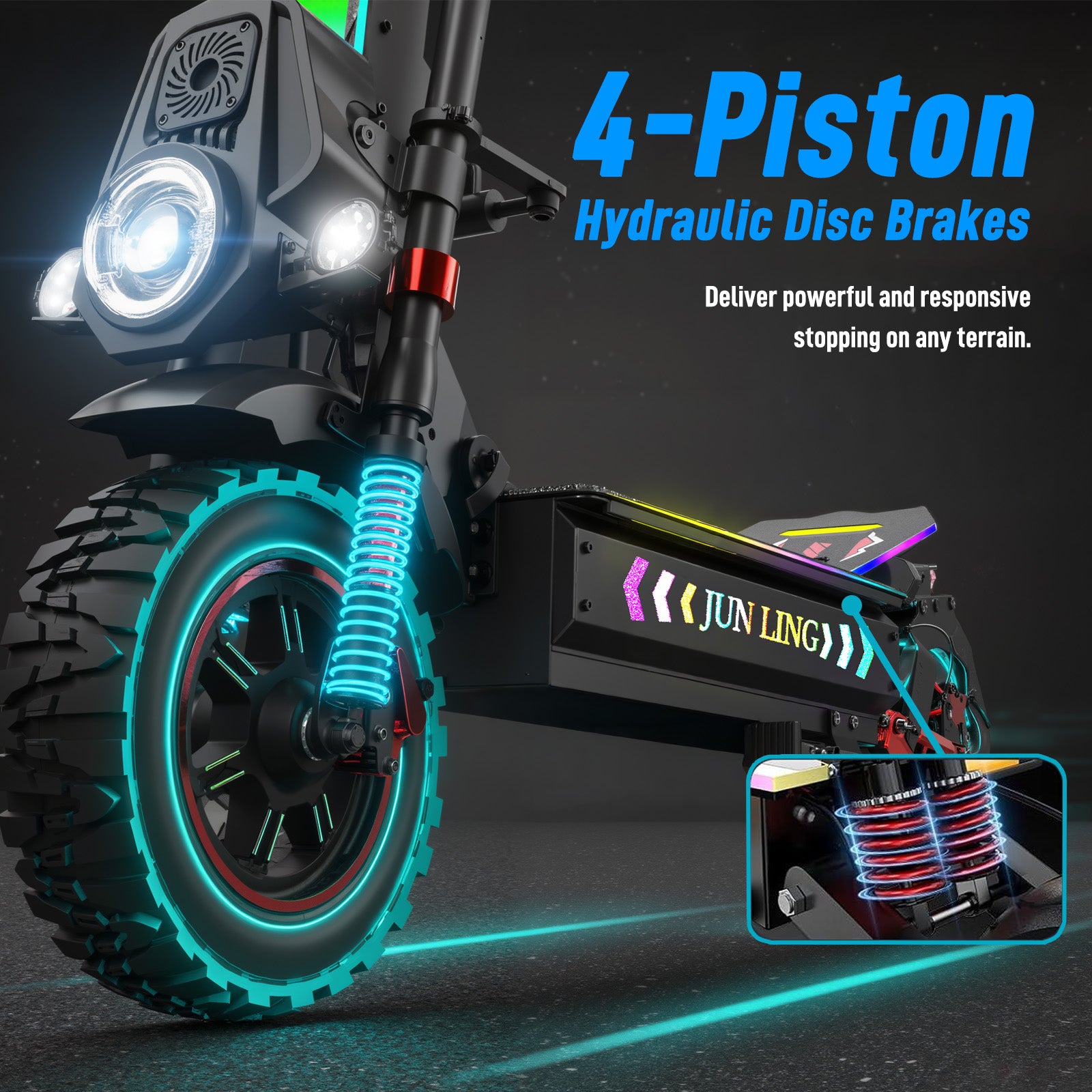 JunLing JL86 Pro All-Terrain Electric Scooter, Dual 5000W Hub Drives, 75 Miles Range, 2400Wh Lithium Battery