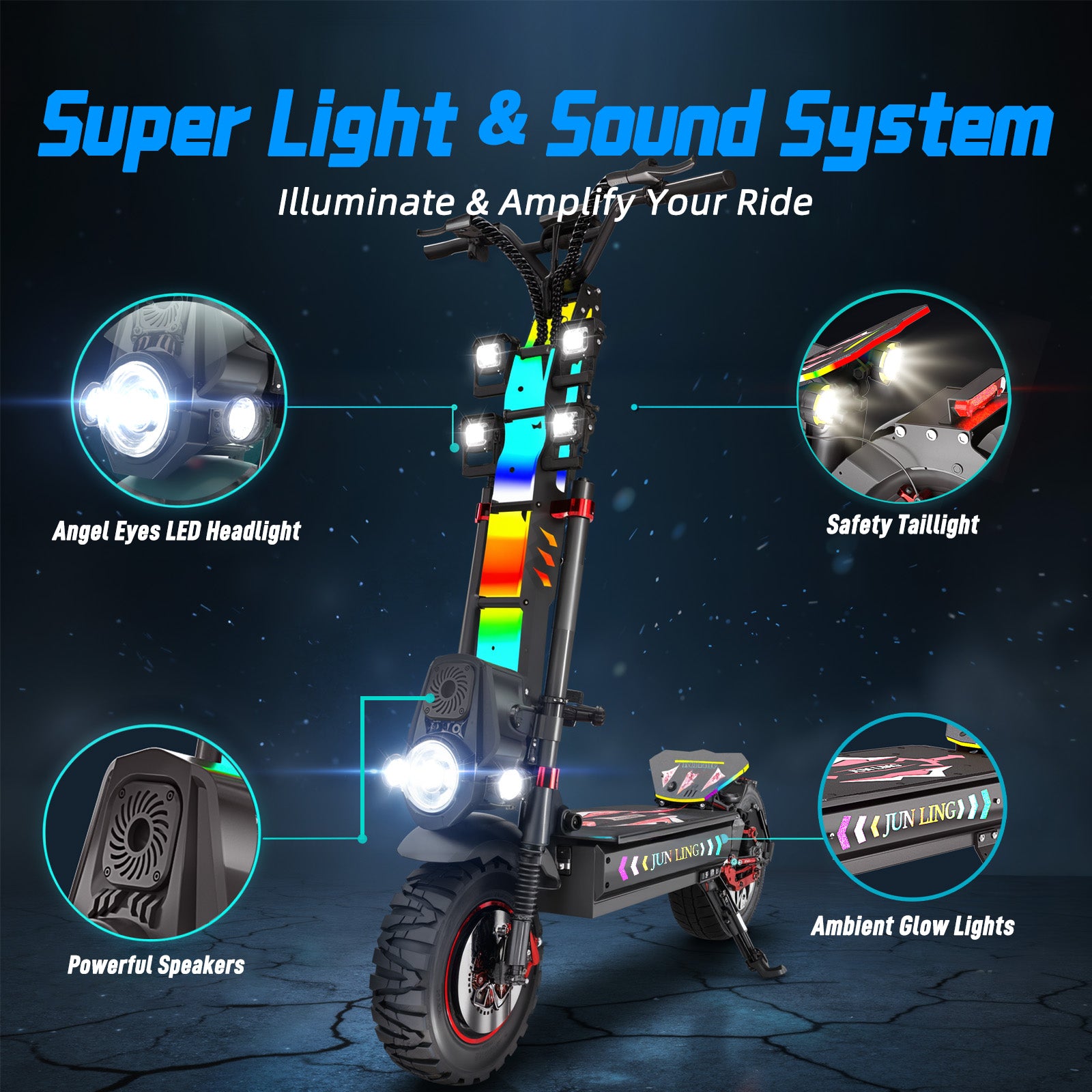 JunLing JL86 Pro All-Terrain Electric Scooter, Dual 5000W Hub Drives, 75 Miles Range, 2400Wh Lithium Battery