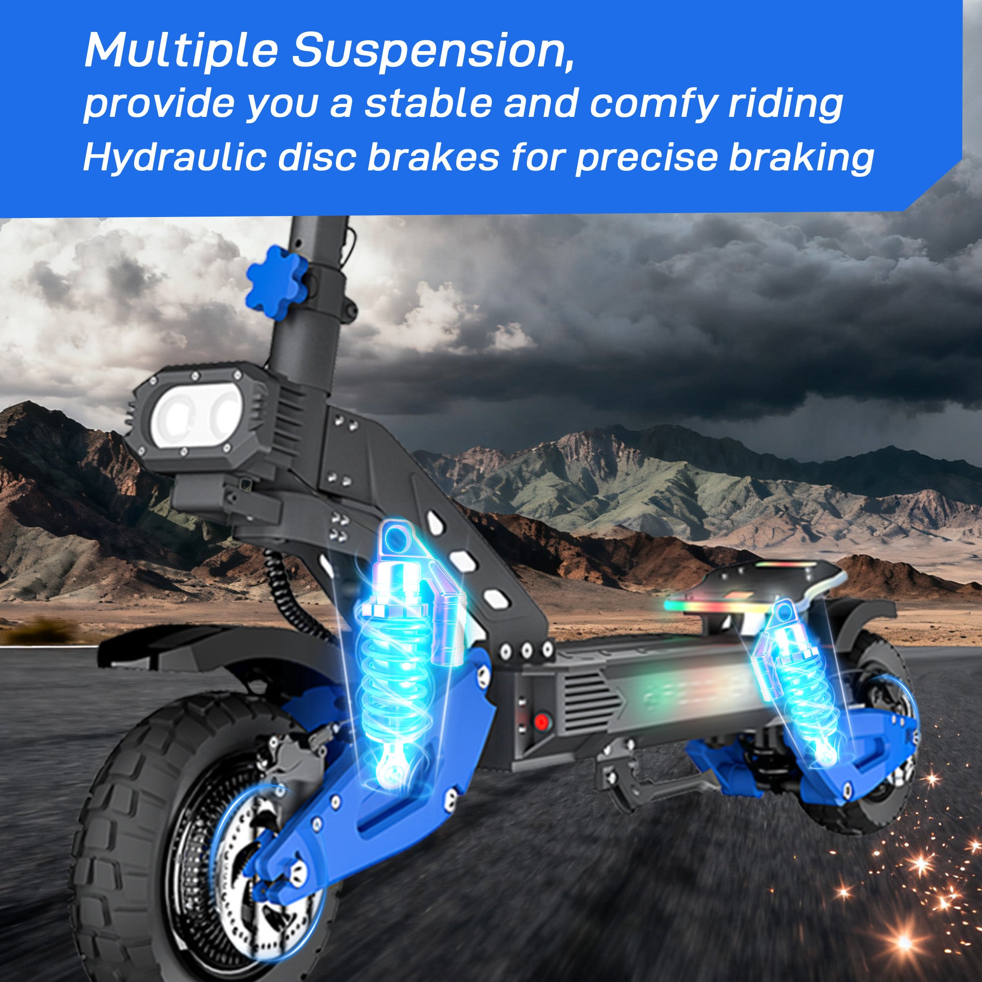 RD2 Off-Road Adult Electric Scooter, 5000W Dual Hub Motor, 55-Mile Range, 25 MPH Safe Speed, 1500Wh Long-Range Lithium Battery