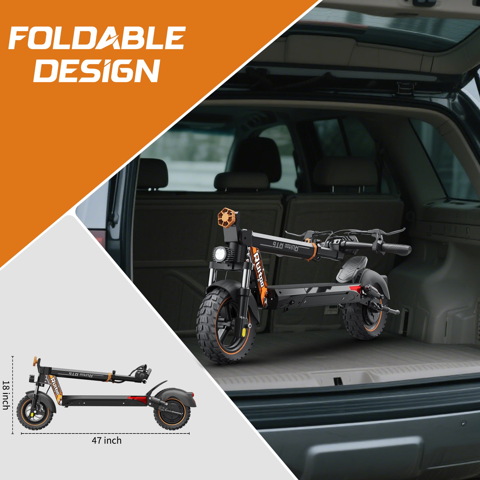 Glidezone  RT6 Foldable Electric Commuter Scooter for Adults, 1000W Rear Hub Motor, 873Wh Battery, 15.6 Mph safe speed