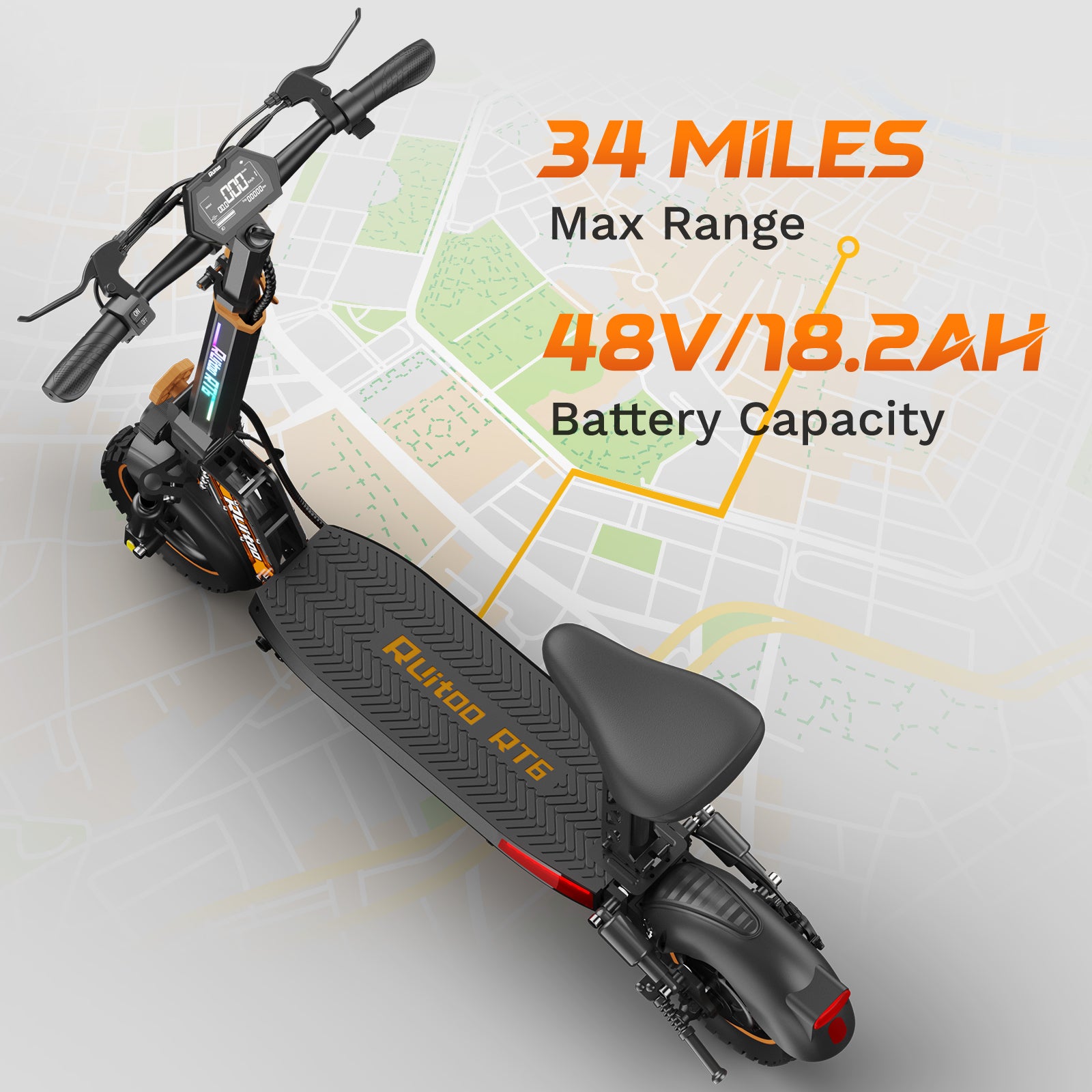 Glidezone  RT6 Foldable Electric Commuter Scooter for Adults, 1000W Rear Hub Motor, 873Wh Battery, 15.6 Mph safe speed