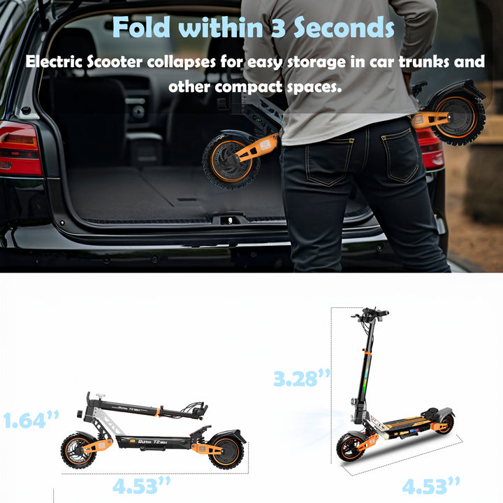 Glidezone T2 Max Portable Foldable All-Terrain Electric Scooter for Adults, 1000W Rear Hub Motor, 748.80Wh Lithium Battery