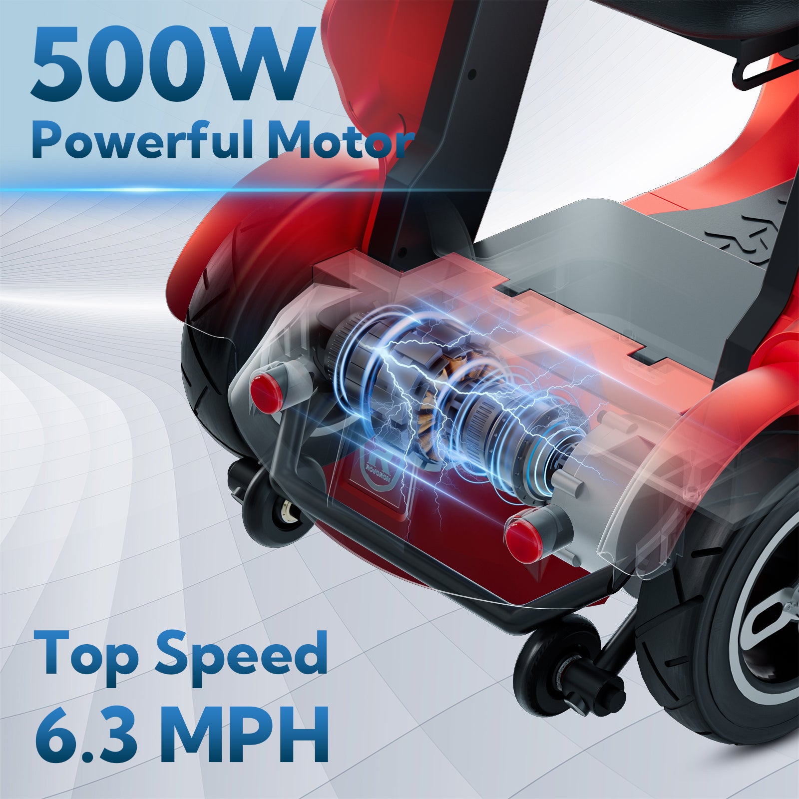 JunLing SPD2 4-Wheeled Mobility Scooters, 34 Miles Range, 756Wh Lithium Battery, 265lbs PayLoad