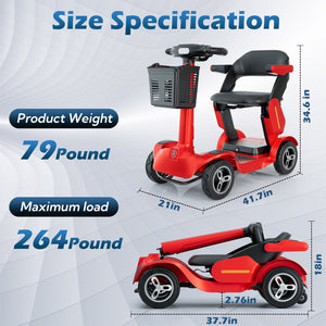 JunLing SPD2 4-Wheeled Mobility Scooters, 34 Miles Range, 756Wh Lithium Battery, 265lbs PayLoad